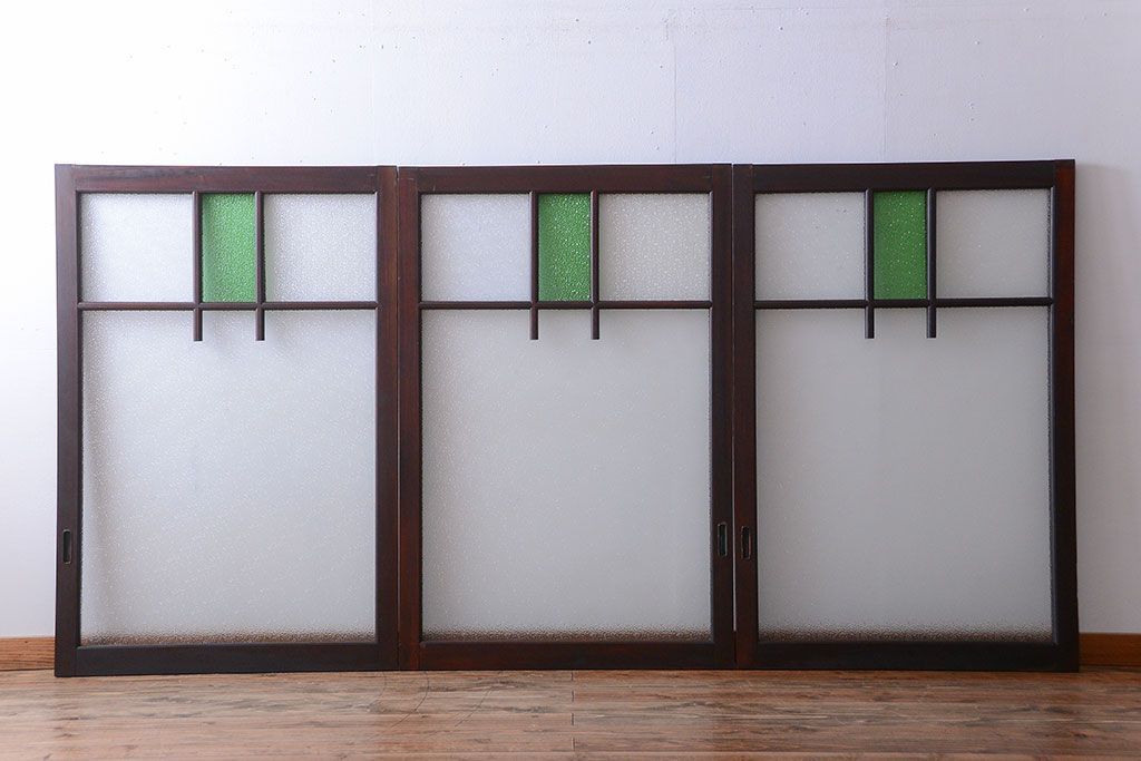 大正ロマン　当時物色ガラス入り!アンティーク引き戸(窓)