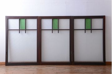 大正ロマン　当時物色ガラス入り!アンティーク引き戸(窓)