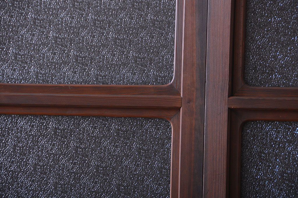 和製アンティーク　ダイヤガラス入り!レトロな幅の狭いガラス戸2枚セット