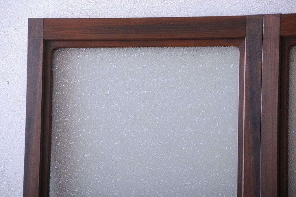 和製アンティーク　ダイヤガラス入り!レトロな幅の狭いガラス戸2枚セット