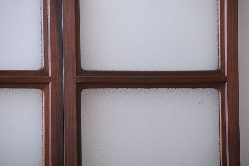 和製アンティーク　ダイヤガラス入り!レトロな幅の狭いガラス戸2枚セット