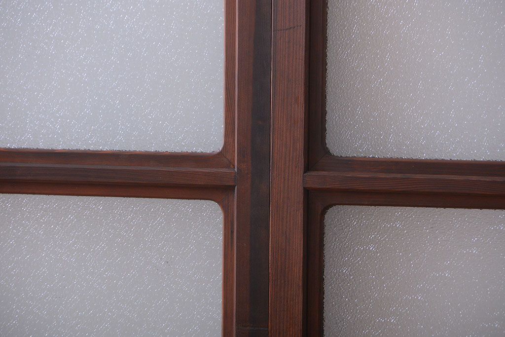 和製アンティーク　ダイヤガラス入り!レトロな幅の狭いガラス戸2枚セット