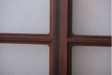 和製アンティーク　ダイヤガラス入り!レトロな幅の狭いガラス戸2枚セット