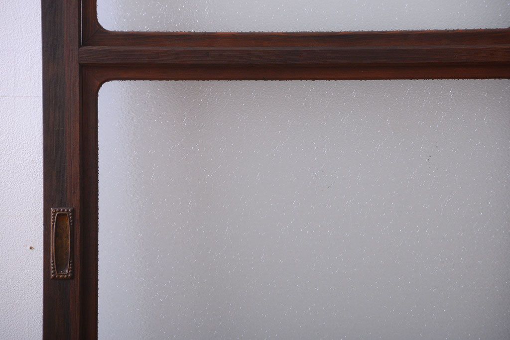 和製アンティーク　ダイヤガラス入り!レトロな幅の狭いガラス戸2枚セット