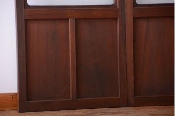 和製アンティーク　ダイヤガラス入り!レトロな幅の狭いガラス戸2枚セット
