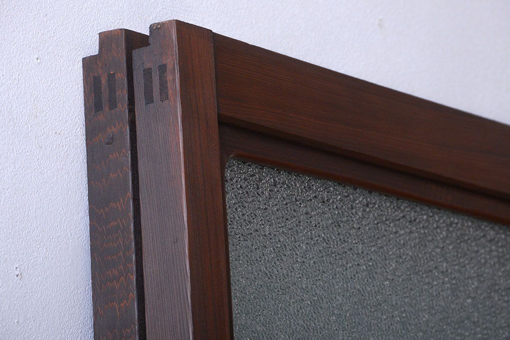 和製アンティーク　ダイヤガラス入り!レトロな幅の狭いガラス戸2枚セット