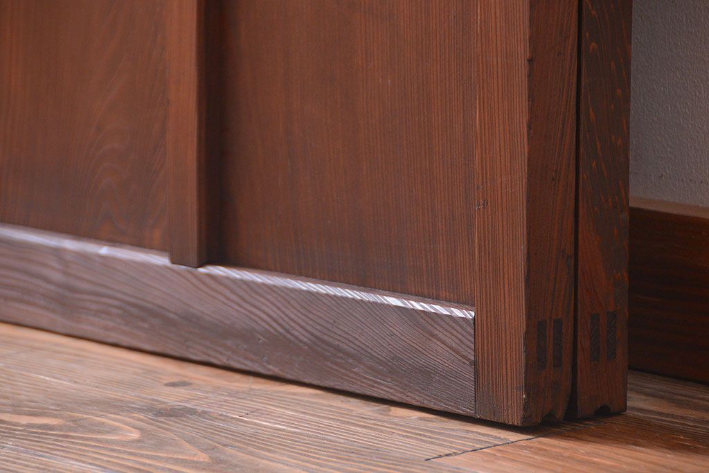 和製アンティーク　ダイヤガラス入り!レトロな幅の狭いガラス戸2枚セット