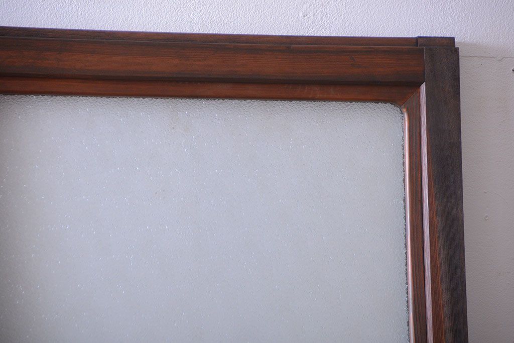 和製アンティーク　ダイヤガラス入り!レトロな幅の狭いガラス戸2枚セット