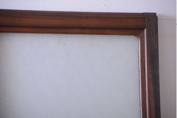 和製アンティーク　ダイヤガラス入り!レトロな幅の狭いガラス戸2枚セット