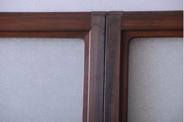 和製アンティーク　ダイヤガラス入り!レトロな幅の狭いガラス戸2枚セット