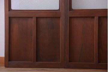 和製アンティーク　ダイヤガラス入り!レトロな幅の狭いガラス戸2枚セット