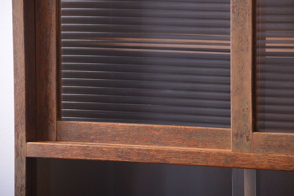 レトロ家具　和製アンティーク　背のたかいレトロな作業台付きカップボード(食器棚)