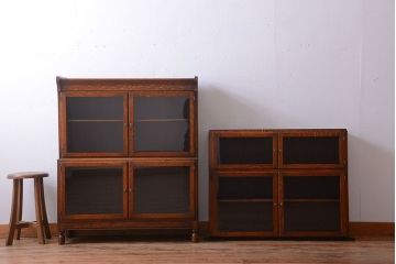 アンティーク家具　イギリスアンティーク　上質なオーク材の高級スタッキングブックケース