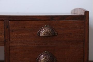 アンティーク家具　古民具・骨董　古い総栗材のアンティーク片袖文机