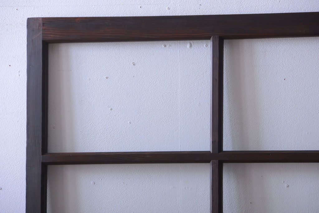 アンティーク　古い木のシンプルでおしゃれなガラス戸2枚セット