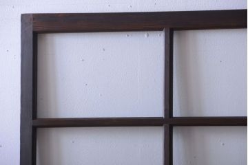 アンティーク　古い木のシンプルでおしゃれなガラス戸2枚セット