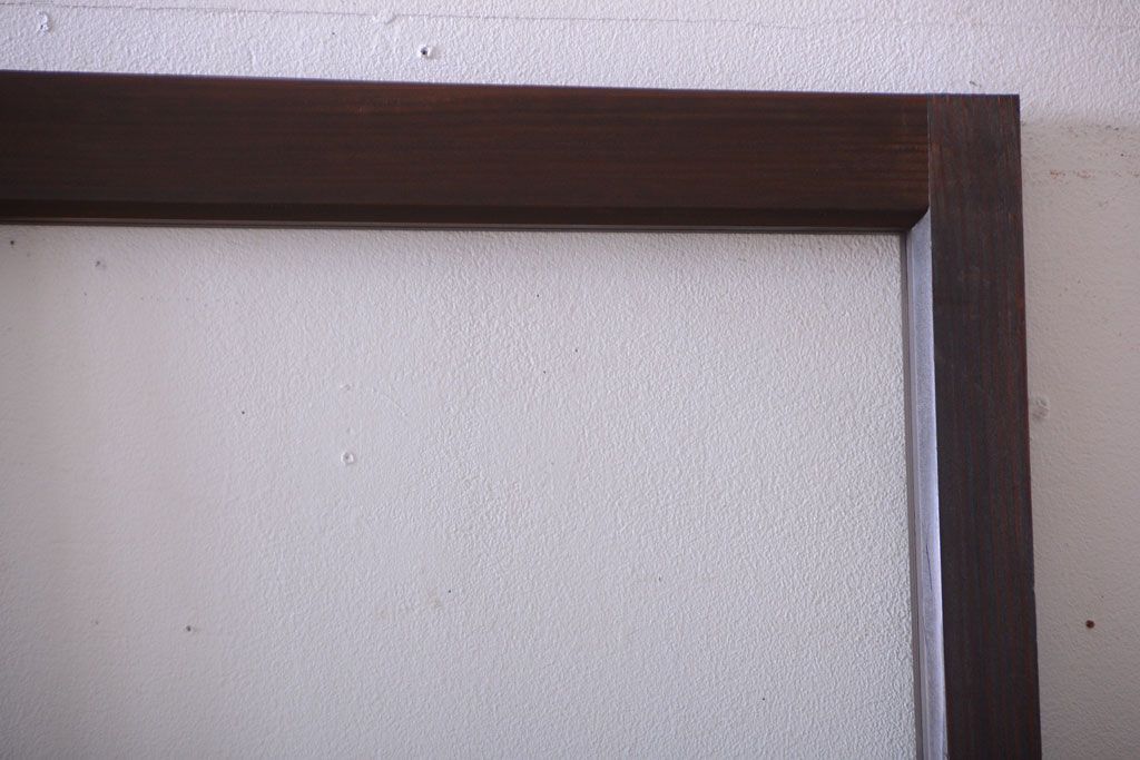 アンティーク　古い木のシンプルでおしゃれなガラス戸2枚セット