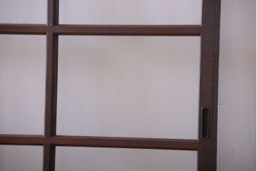 アンティーク　古い木のシンプルでおしゃれなガラス戸2枚セット