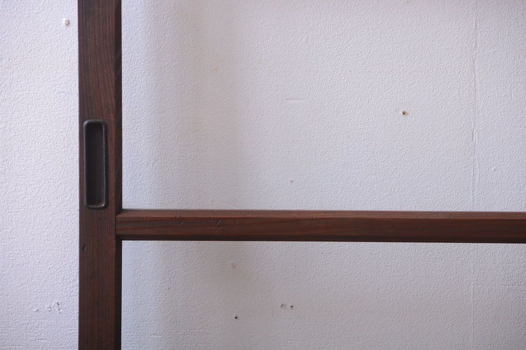 アンティーク　古い木のシンプルでおしゃれなガラス戸2枚セット