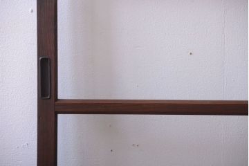 アンティーク　古い木のシンプルでおしゃれなガラス戸2枚セット