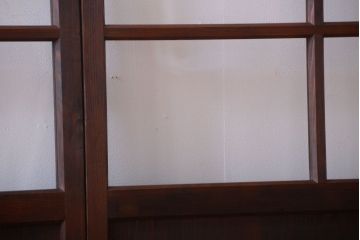 アンティーク　古い木のシンプルでおしゃれなガラス戸2枚セット