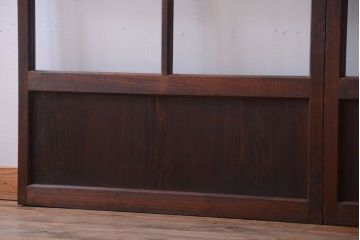 アンティーク　古い木のシンプルでおしゃれなガラス戸2枚セット