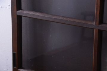 アンティーク　古い木のシンプルでおしゃれなガラス戸2枚セット