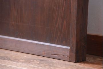 アンティーク　古い木のシンプルでおしゃれなガラス戸2枚セット