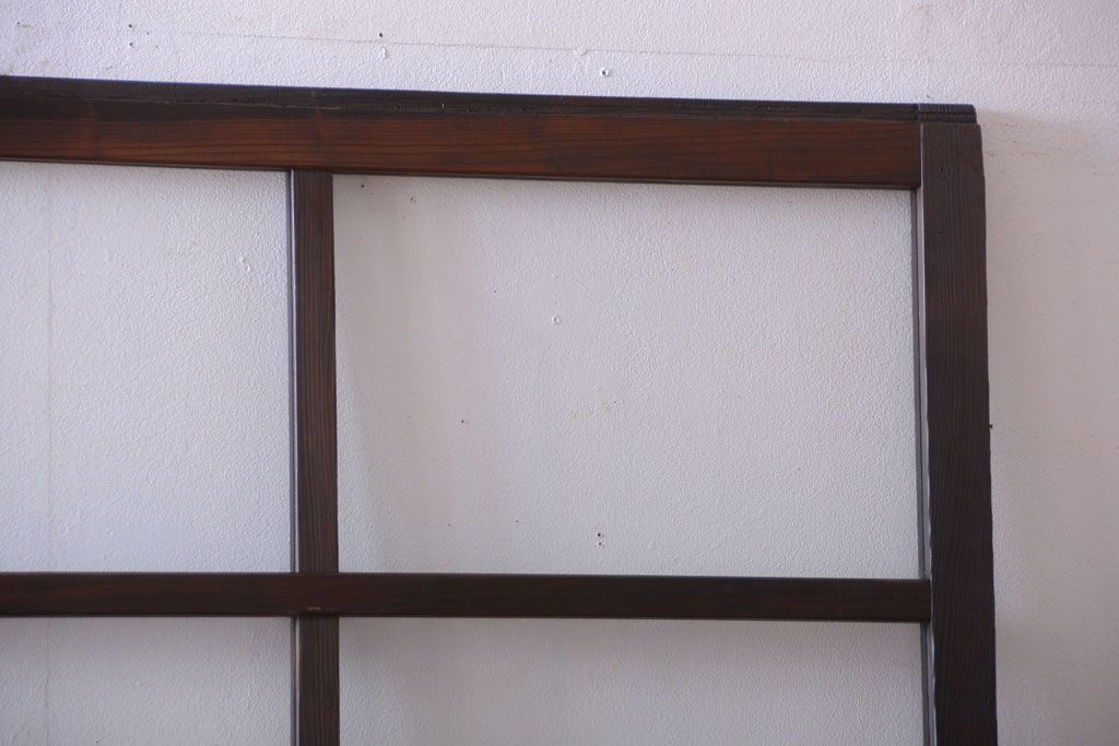 アンティーク　古い木のシンプルでおしゃれなガラス戸2枚セット