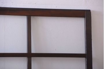 アンティーク　古い木のシンプルでおしゃれなガラス戸2枚セット