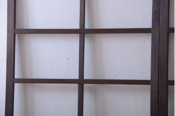 アンティーク　古い木のシンプルでおしゃれなガラス戸2枚セット