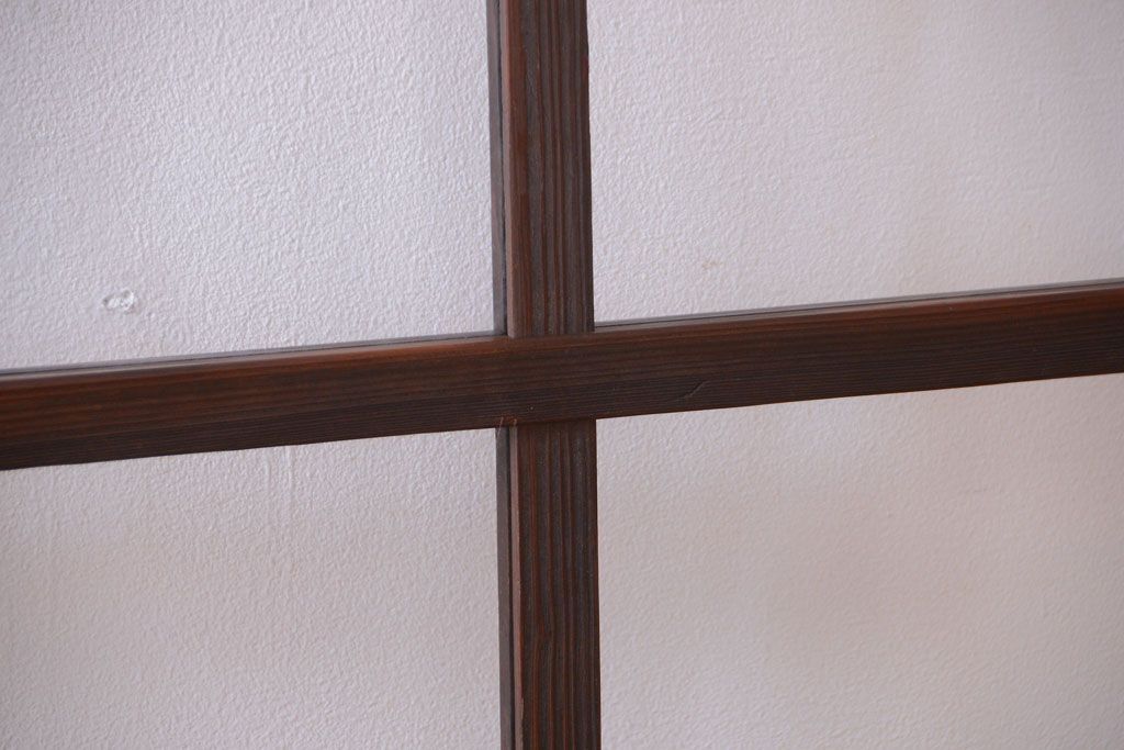 アンティーク　古い木のシンプルでおしゃれなガラス戸2枚セット