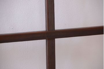 アンティーク　古い木のシンプルでおしゃれなガラス戸2枚セット