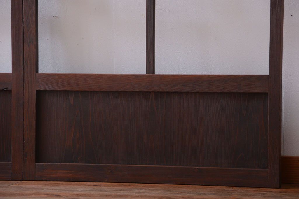 アンティーク　古い木のシンプルでおしゃれなガラス戸2枚セット