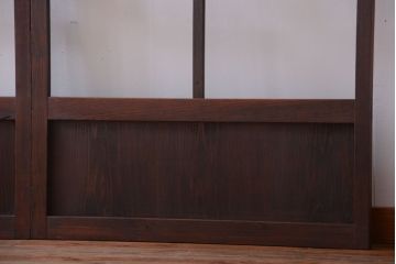 アンティーク　古い木のシンプルでおしゃれなガラス戸2枚セット