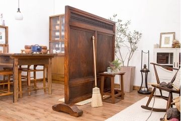 古民具・骨董　欅材と杉材の高級アンティーク衝立て(パーテーション)