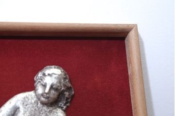 アンティーク雑貨　小森邦夫作・仔鹿と森の妖精　壁掛けブロンズレリーフ