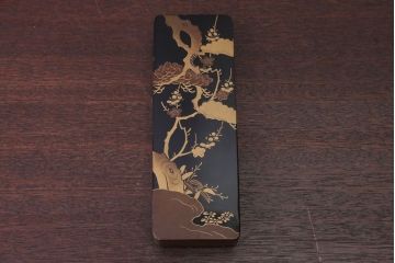 アンティーク雑貨　アンティーク　梅花の図・蒔絵文箱(漆器、梨地)