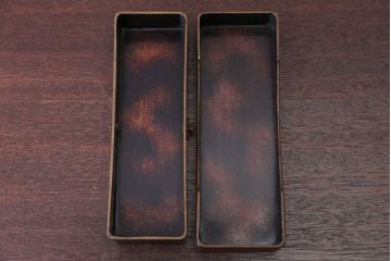 アンティーク雑貨　アンティーク　梅花の図・蒔絵文箱(漆器、梨地)