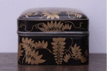 アンティーク雑貨　和製アンティーク　江戸〜明治時代　金蒔絵錫縁小箱(香合?)