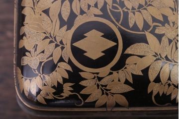 アンティーク雑貨　和製アンティーク　江戸〜明治時代　金蒔絵錫縁小箱(香合?)