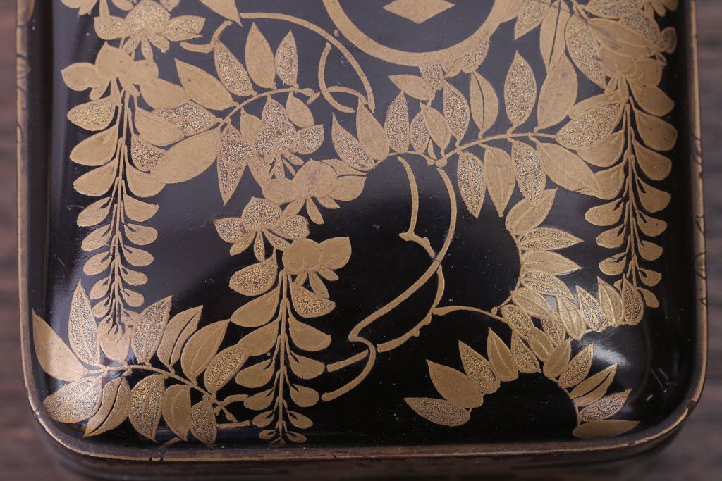 アンティーク雑貨　和製アンティーク　江戸〜明治時代　金蒔絵錫縁小箱(香合?)