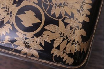 アンティーク雑貨　和製アンティーク　江戸〜明治時代　金蒔絵錫縁小箱(香合?)