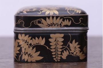 アンティーク雑貨　和製アンティーク　江戸〜明治時代　金蒔絵錫縁小箱(香合?)