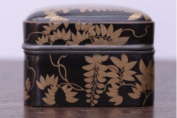 アンティーク雑貨　和製アンティーク　江戸〜明治時代　金蒔絵錫縁小箱(香合?)