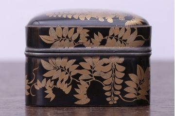 アンティーク雑貨　和製アンティーク　江戸〜明治時代　金蒔絵錫縁小箱(香合?)