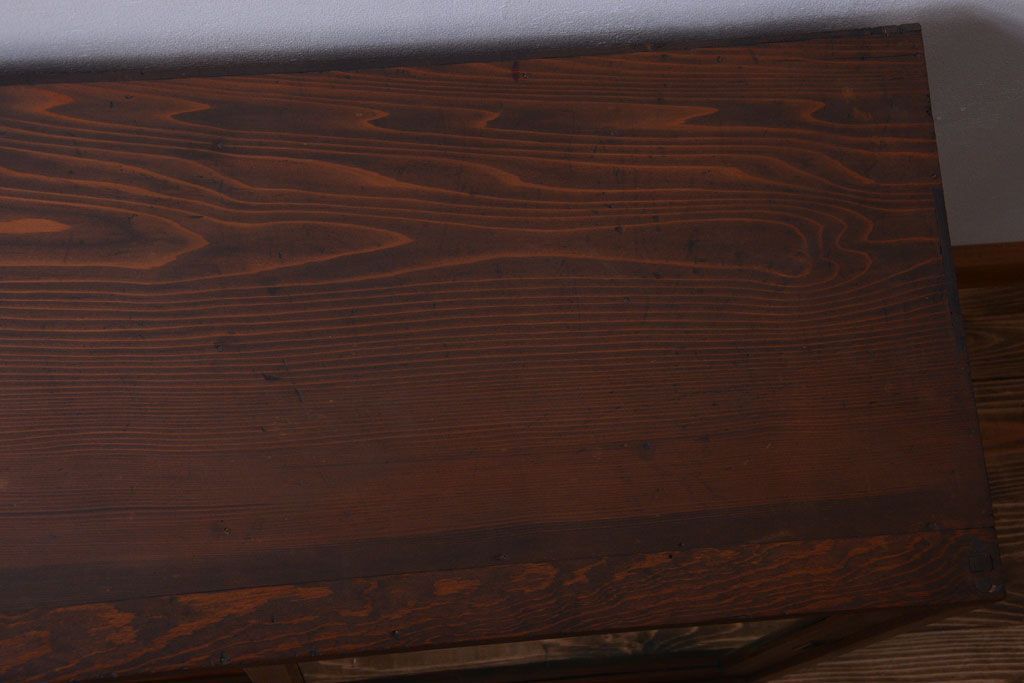 アンティーク家具　和製アンティーク　古い木製のシンプルなガラス引き戸収納棚(1)