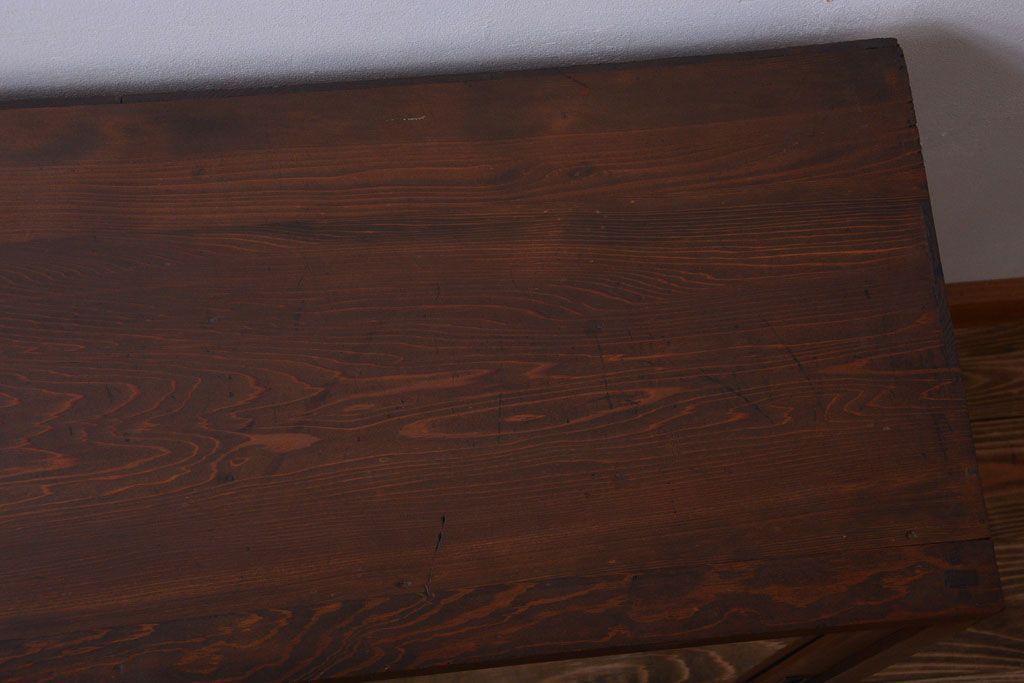 アンティーク家具　和製アンティーク　古い木製のシンプルなガラス引き戸収納棚(2)