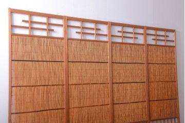 古民具・骨董　風情あるアンティーク簾戸(簀戸、葦戸)4枚セット