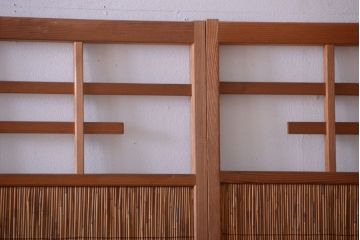 古民具・骨董　風情あるアンティーク簾戸(簀戸、葦戸)4枚セット